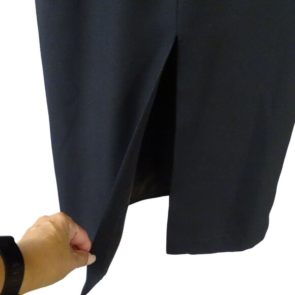 Vintage John Roberts Women Black Beaded Waist Midi Dress Size 6 Square Neck - Picture 6 of 14